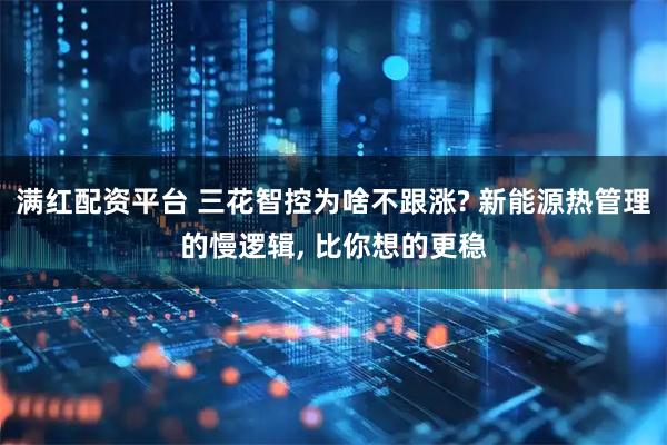 满红配资平台 三花智控为啥不跟涨? 新能源热管理的慢逻辑, 比你想的更稳